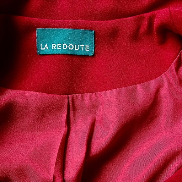 Vintage LA REDOUTE Long Candy Apple Red Lined Dress Coat - Picture 7 of 12